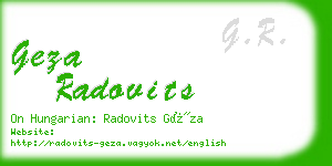 geza radovits business card